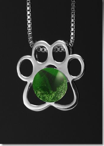 Green Paw Silver Cremation Pendant